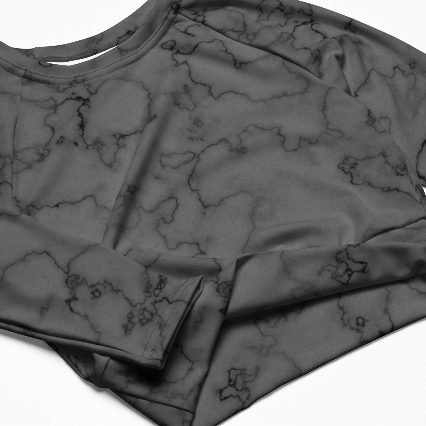 Onyx Swirl Long Sleeve Crop Top