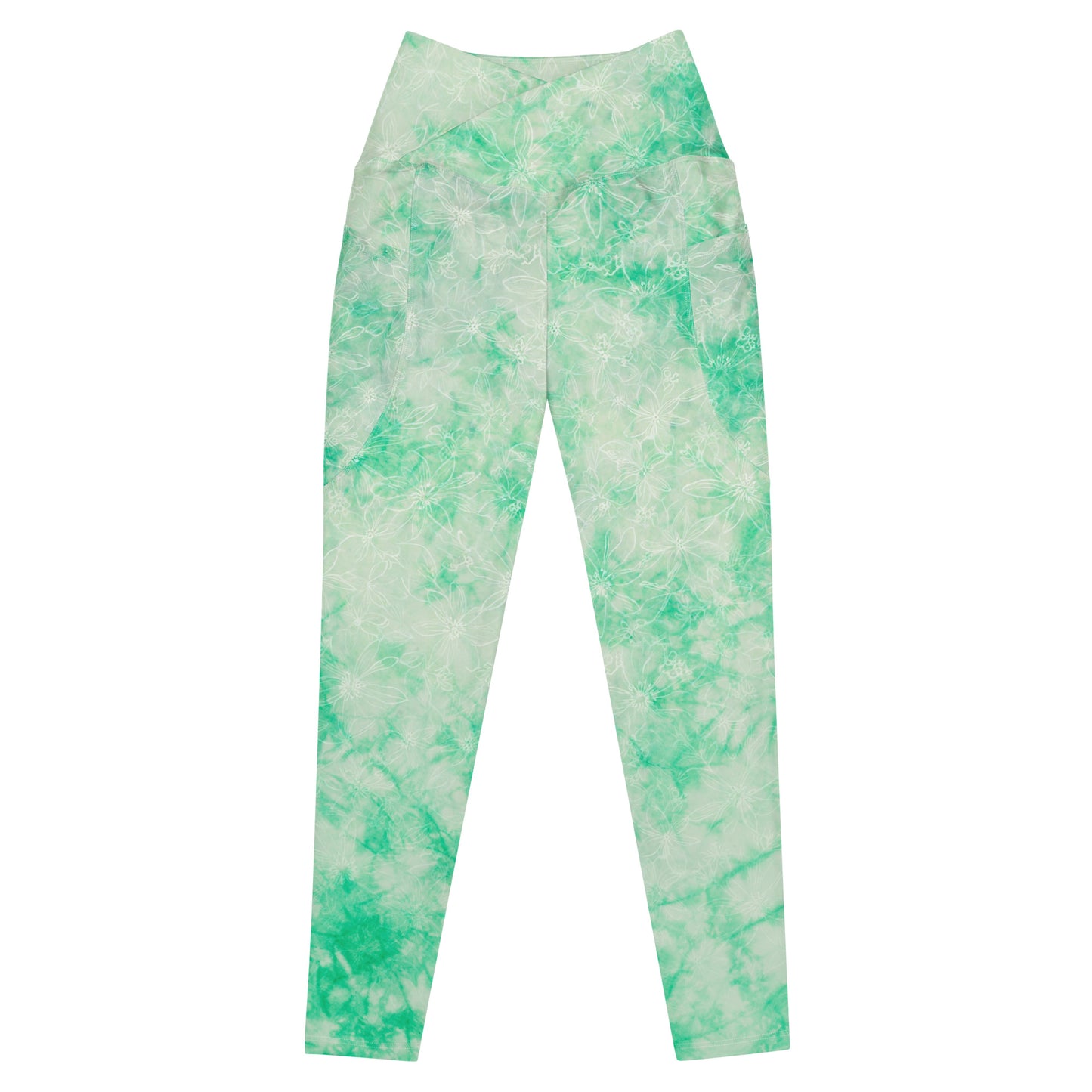 Botanical Batik Crossover Leggings with Pockets
