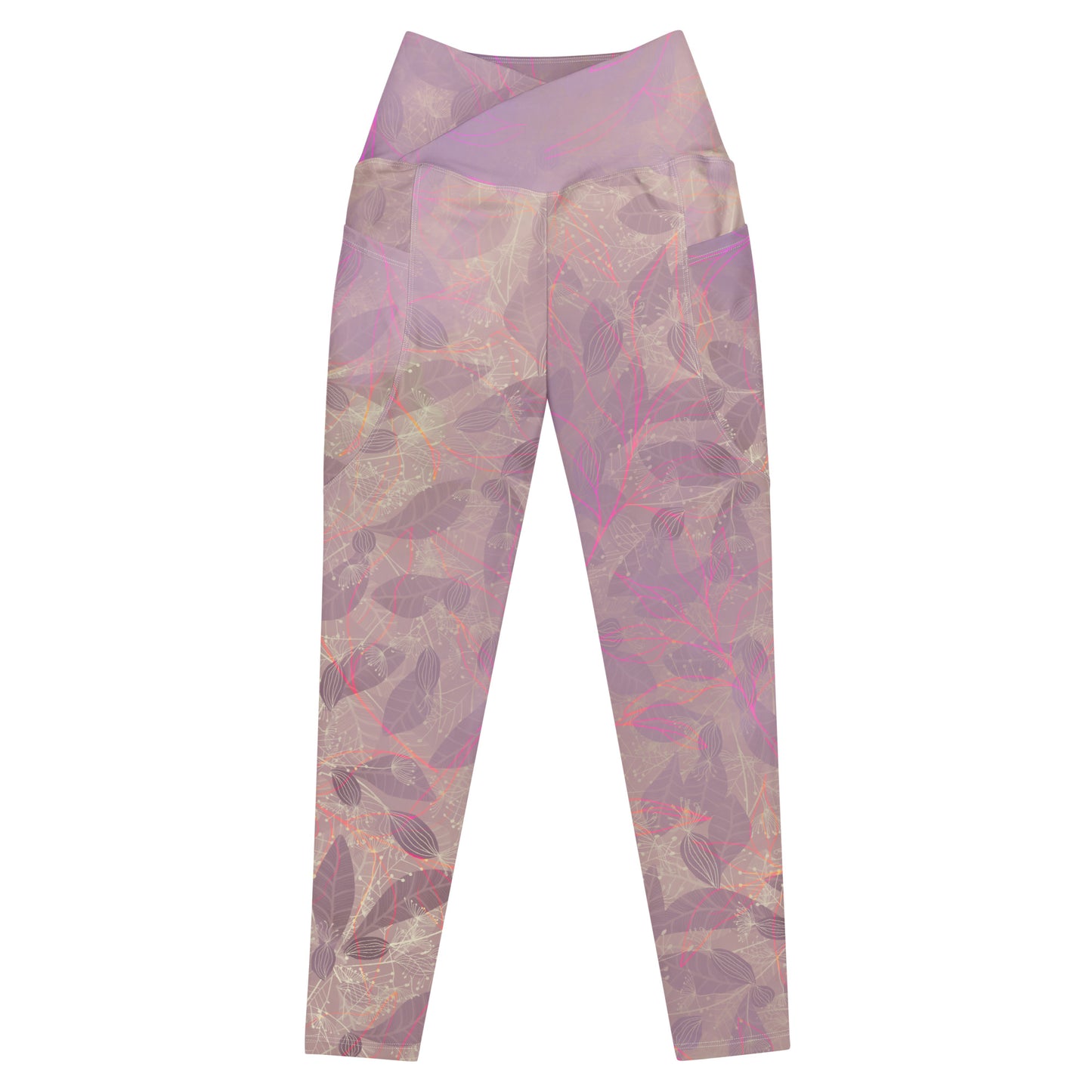 Whispering Dandelion Crossover Leggings with Pockets