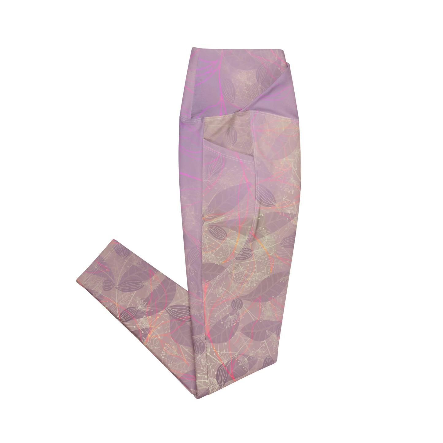 Whispering Dandelion Crossover Leggings with Pockets
