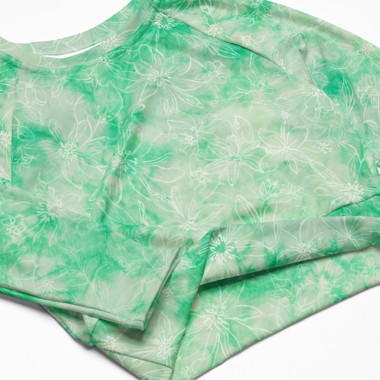 Botanical Batik Long Sleeve Crop Top