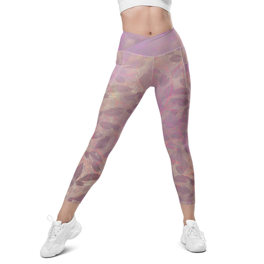Whispering Dandelion Crossover Leggings with Pockets